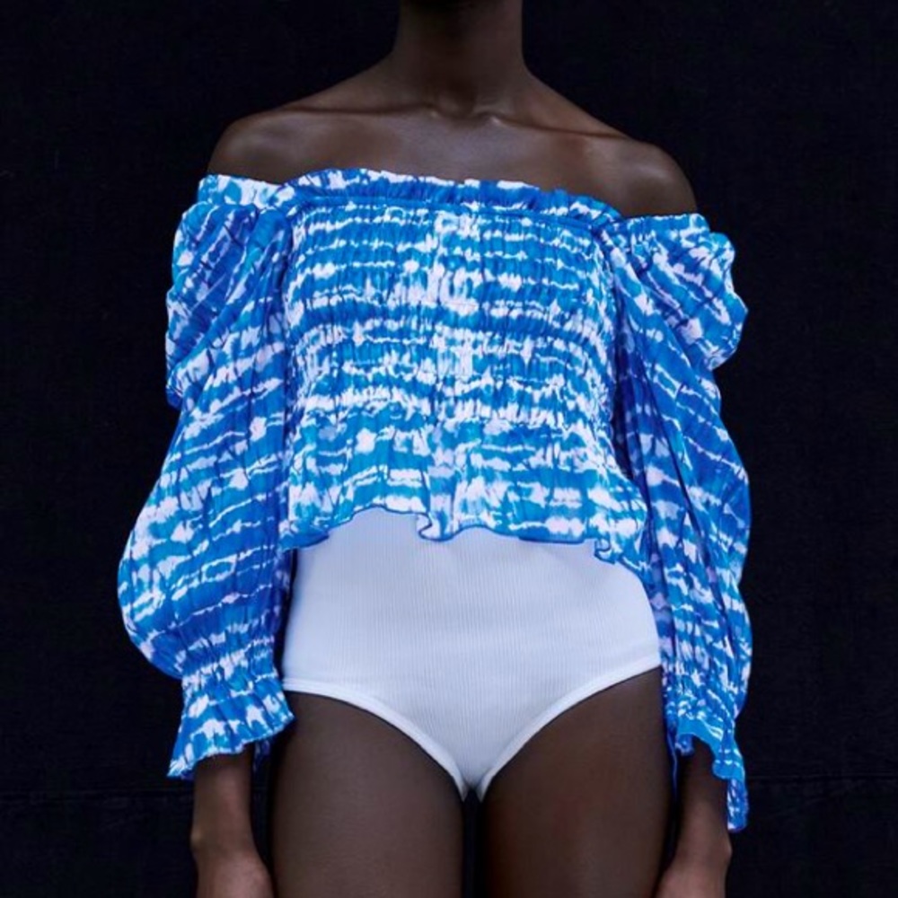 Zara Tie-Dye Cropped Blouse